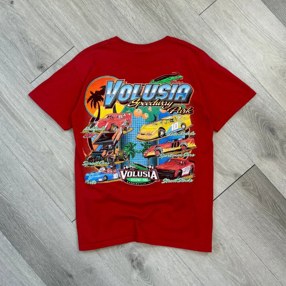 Vintage Volusia Speedway Park Florida Men's Red Gildan T-Shirt - Size Small
